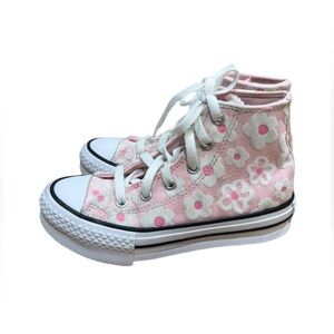 Converse Girls Floral High-Top Sneakers Pink White Size 13